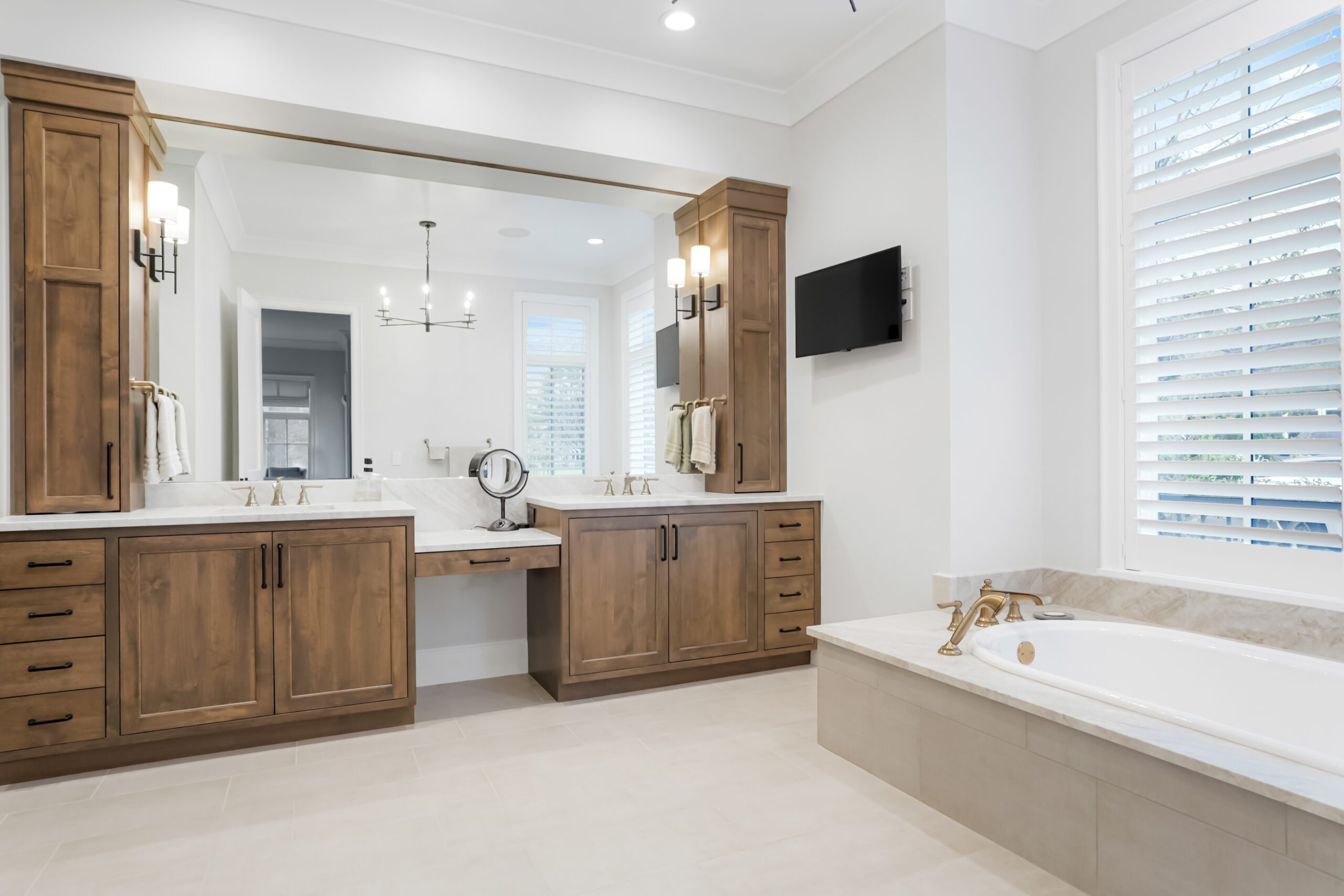 Walnut vanity primary bath