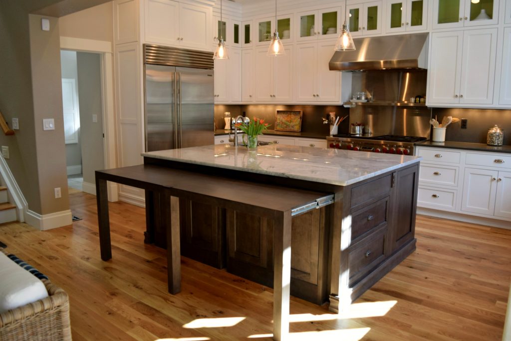 kitchen renovation with large wood center island