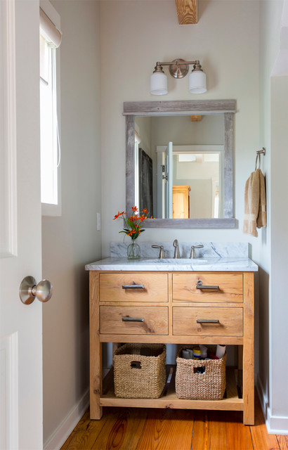 Small bath vanity with recycled wood